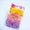 Novo Elástico de Cabelo Infantil Conjunto de Três Peças Faixa de Cabeça Macia de Nylon para Bebê Conjunto de Três Peças Acessório de Cabelo com Flor de Gaze para Bebê Menina Transfronteiriço