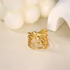 Anillo Popular de Diseño de Línea Geométrica Acero Inoxidable Chapado en Oro de 18 Quilates Simple Abierto Ajustable Anillo de Estilo Metálico para Mujeres