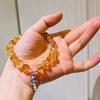 Plata 925 Alta Calidad 9-10mm Natural Hielo Transparente Micro-Algodón Citrino Pulsera Pulsera