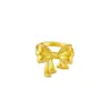 Anillo de princesa con lazo para mujer Red social estilo dulce de lujo ligero anillo para dedo índice circonita microincrustado oro anillo abierto para mujer