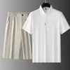 2026 Nuevo Estilo Conjunto de Dos Piezas Casual Deportivo de Manga Corta tipo Polo para Hombre de Seda de Hielo con Sensación Fresca