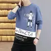 Suéter de cuello redondo para hombre, primavera y otoño, moderno, holgado, estampado, ropa de otoño, juvenil, camiseta de manga larga, top para estudiante, ropa para hombre