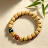 Pulseira de Contas Cilíndricas Estilo Antigo de Jacarandá Preto, Sândalo Roxo, Jade Claro Vermelho-Verde, Jade Branco, Raiz de Bodhi, Joias de Estilo Étnico Atacado