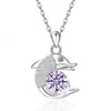 Comercio Exterior Transfronterizo Plata de Ley S925 Amazon Nuevo Modelo Delfín de Piedra Natal Doce Completo de Diamante Colgante Collar Simple Versátil