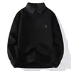 Venta Caliente Transfronteriza Venta Directa de Fábrica Invierno Nuevo Engrosado Falso Dos Piezas Cuello de Camisa Suéter Ropa de Punto para Hombre