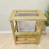 Mesa de Té Pequeña Móvil de Olmo Viejo Mesa de Té Pequeña Integrada para Balcón de Casa Mesa de Té con Suministro Automático de Agua Gabinete de Té para Apartamento Pequeño