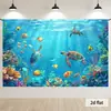 Tela de Fondo de Animales Marinos Modelo Nuevo Transfronterizo, Tela Colgante de Tiburón Mundo Submarino, Tela de Fondo de Decoración de Escena de Patio al Aire Libre