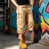 Pronta Entrega Verão Calças Esportivas Masculinas Resistentes ao Desgaste Calças Sete Pontos Casuais Largas de Perna Reta Calças de Trabalho para Exterior Shorts Masculinos