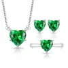 Cross Venta caliente popular joyería de moda forma de corazón circonita gemas de colores estilo coreano corazón cristal pendientes de botón collar anillo al por mayor