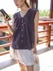 Estilo Sencillo y Casual: Camisa Plisada de Cuello en V Holgada Que Oculta la Figura y Te Hace Ver Más Delgado, Blusa de Botones, Nuevo Estilo de Verano 00929