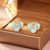 Novos Brincos de Camélia Azul Luxo Acessível Design de Nicho Brincos de Zircônia com Gotejamento de Óleo Brincos de Alta Qualidade com Pino de Prata S925