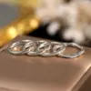 Anillo Sencillo Estilo Retro Minimalista de Venta Caliente Transfronteriza para Mujer, Anillo con Incrustaciones de Diamantes en Cobre Estilo Celebridad de Internet de Moda