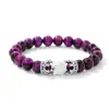 Pulsera tejida a mano con corona de lapislázuli europeo y americano de 8 mm, ágata negra, ágata roja, ojo de tigre, nicho original, venta al por mayor