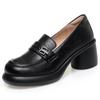 Mocasines de Cuero Suave de Moda sin Cordones, Suelas Gruesas, Puntas Redondas, Cómodos Zapatos Británicos para Mujer con Suela Blanda, Zapatos Pequeños de Cuero