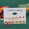 Pendientes navideños transfronterizos europeos y americanos, conjunto de 6 piezas, pendientes navideños de aleación con muleta de cervatillo, pendientes de combinación simple.