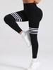Calças de Yoga Listradas com Cintura V Traseira Calças Justas para Esportes ao Ar Livre Roupas de Yoga Femininas de Cintura Alta para Levantar o Quadril Calças de Fitness para Corrida de Secagem Rápida