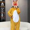 Pijama Entero de Franela Transfronterizo Nueva Serie de Arowana Animales de Dibujos Animados Ropa de Casa para Parejas Adultos Pueden Salir