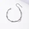Pulseira de corrente de cobra de três camadas em aço inoxidável com fecho de bola, uso em camadas múltiplas, moda, aço titânio, banho de ouro 18k, corrente de cobra redonda, atacado