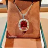 Set de Anillo y Joyería para Mujer, Lujo Ligero Chino Oro de Alto Carbono Piedra Preciosa Color Champaña Aretes Rojos de Moda, Collar Colgante, Diamante Bicolor