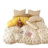 Juego de cama de cuatro piezas de terciopelo de grano de alto peso con hilo de doble capa de clase A, funda de edredón estampada con patrón de dibujos animados, ropa de cama para niños