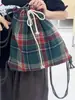 Mochila de Cuadros Estilo Coreano, Mochila Grande de Gran Capacidad para Viajes Diarios, Estilo Nuevo Casual Diario Sencillo, Bolsa de Cordón Retro Perezosa