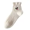 Calcetines Bordados de Animales Lindos para Mujer de Media Pantorrilla Estilo Verano Delgado Estilo Universitario Encaje Dibujos Animados Versátiles Calcetines Cortos de Algodón Verano