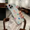 Funda de teléfono estilo coreano, graffiti juguetón, corazón arcoíris, simple, para Apple 17, funda suave transparente antideslizante para iPhone 13