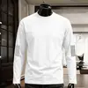 Camiseta masculina de manga comprida, camada interna de outono, camiseta base masculina elástica de corte solto, camiseta estampada estilo coreano ins
