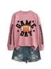 Amazon eBay sitio independiente de moda y único para mujer día de partido colorido fútbol cuello redondo manga larga sudadera