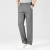 Pantalones Casuales de Lino para Verano 2026, de Cintura Alta, Corte Recto Holgado para Hombres de Mediana Edad, Color Sólido, Ropa Recta de Negocios para Hombres