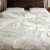 Juego de cuatro piezas de algodón lavado estilo japonés Clase A para estancia en casa, blanco puro, hotel de alta calidad, funda de edredón, sábana, ropa de cama para dormir desnudo