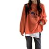 Sudadera Gruesa de Forro Polar Estilo Coreano, Cuello Redondo, Estampado de Dibujos Animados, Talla Grande, Manga Corta para Mujer, Holgada y Casual, Nicho