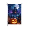 Bandeira de jardim de Halloween temu Amazon transfronteiriça poliéster linho decoração de quintal bandeira em forma de leque com listras