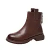 Botas finas de piel suave para mujer, nuevo modelo otoño/invierno 2026, suela plana, botín con cremallera trasera, forro polar, botas Martin cálidas, zapatos de algodón.