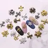 Arte de uñas retro Crocore estilo punk joyería de aleación con taladro cruzada parche de taladro de uñas metálico decoración al por mayor