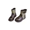 Botas de outono e inverno infantis com retalhos artísticos retrô, botas Martin para meninas, botas de cano curto, botas curtas estilo britânico para meninos