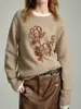 Elegante y sofisticado suéter de punto cálido de lana con bordado de jacquard para mujer, nuevo diseño de jersey para otoño e invierno 2026