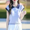 Polo de Color de Contraste con Cuello y Mangas Cortas para Mujer 2026 Verano Nuevo Estilo Fresco y Transpirable Camiseta Texturizada Versátil y Elegante para el Trabajo y los Desplazamientos