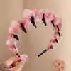 Diadema Elegante Estilo Hepburn con Acabado de Lujo, Pinza para Lavado de Cara Antideslizante Dentada, Diadema de Corona Alta con Bordes Fruncidos