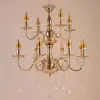 Accesorios de boda Araña de cristal con electrochapado en oro de hierro forjado para techo Pabellón de ceremonia Accesorios para salón de bodas Lámpara de cristal