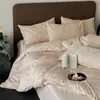 Juego de cuatro piezas de algodón 100% de fibra larga cepillada para otoño e invierno, funda de edredón de jacquard francés de algodón puro, sábana, sábana bajera, ropa de cama