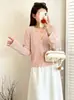 Chaqueta casual ligera versátil talla extra 2026 primavera-verano cárdigan tejido holgado para mujeres talla extra, top corto