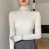 Suéter de una sola pieza sin costuras para mujer, cuello alto, ajuste ceñido, camisa base de punto de cuello alto