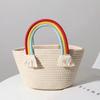 Jardim de infância portátil saco de armazenamento de presente de mão Rainbow saco de armazenamento de algodão corda saco arco-íris cor tecido saco de mão presente flor