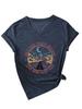 Verano Ebay Estación Independiente Moda Casual en un Desierto Oscuro Camiseta de Manga Corta con Cuello en V para Mujer Exportación