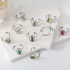 Anillo de Planta Verde Geométrico de Flor Real Anillo de Flor Eterna de Flor Seca Acero Inoxidable Chapado en Oro Joyería de Goteo de Pegamento Vintage Anillo de Flor Real