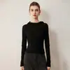 Suéter de lana merino pura de hilo fino, nueva colección otoño 2026 para mujer, con capucha, estilo elegante, suéter de punto liso para pullover