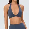 Top de tirantes cruzados para mujer, con almohadillas extraíbles en el pecho, escote en V pronunciado, diseño de espalda bonito, ropa interior de fitness, sujetador deportivo para Pilates