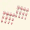 Uñas Postizas Francesas Color Rosa Nude de Moda Transfronteriza con Brillo Dulces y Suaves Manicura de Cabeza Plana 24 Piezas Parches de Uñas Terminadas