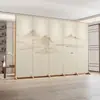Biombo Plegable Hecho a Mano Pantalla Divisoria para Sala de Estar Entrada de Oficina Tela Simple Moderno Biombo Plegable de Doble Cara